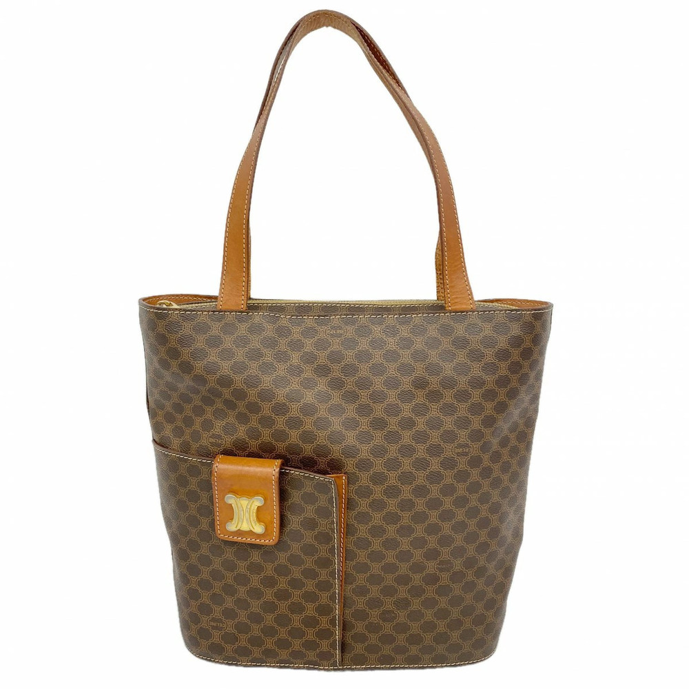 Celine Macadam Tote Bag Brown Gold Hardware